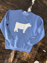Load image into Gallery viewer, Blue &amp; Grey Wood Animal Silhouette Crewneck Sweatshirt

