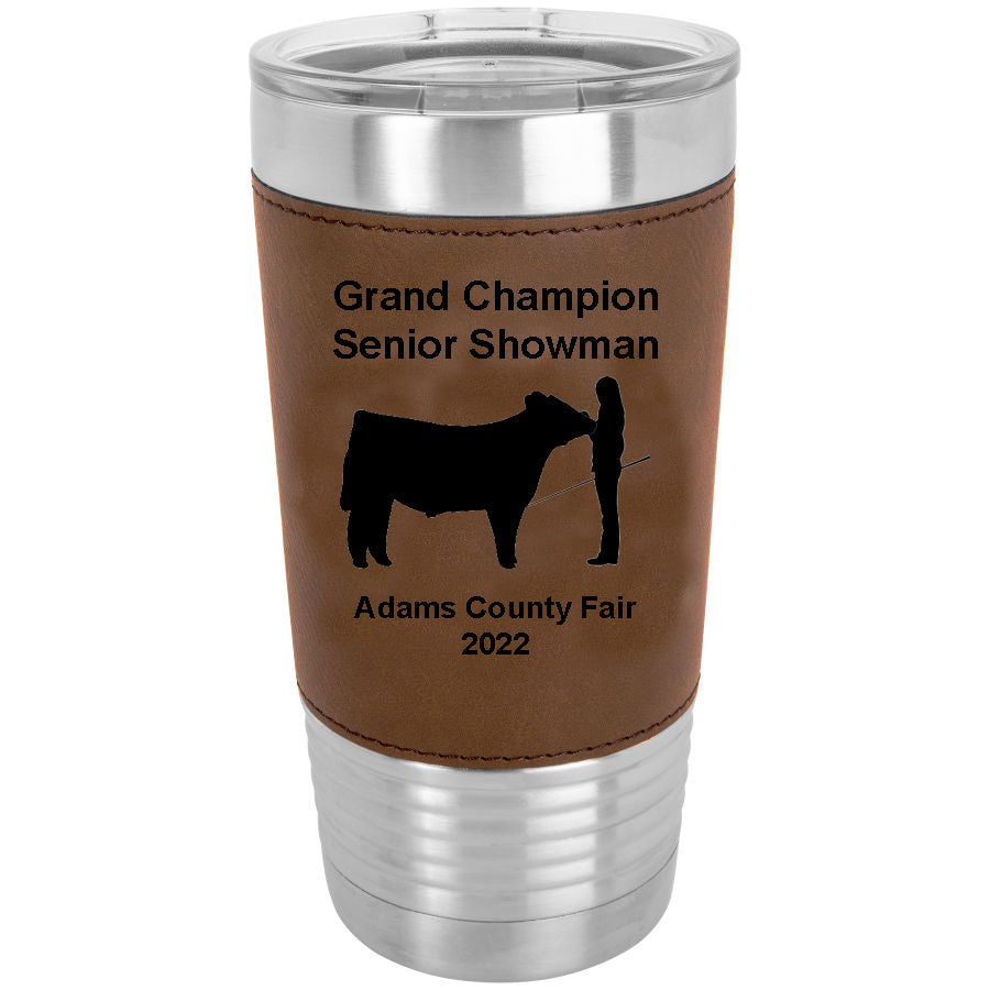 20 oz Leather Tumbler- Award