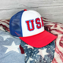 Load image into Gallery viewer, USA Chenille Trucker Hat
